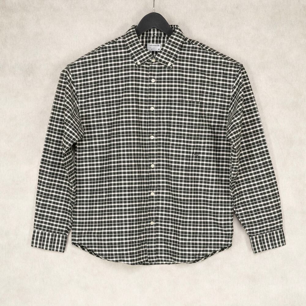 Frank and Oak Men Jasper Loose Fit Check Button Down Oxford Shirt Green Size M